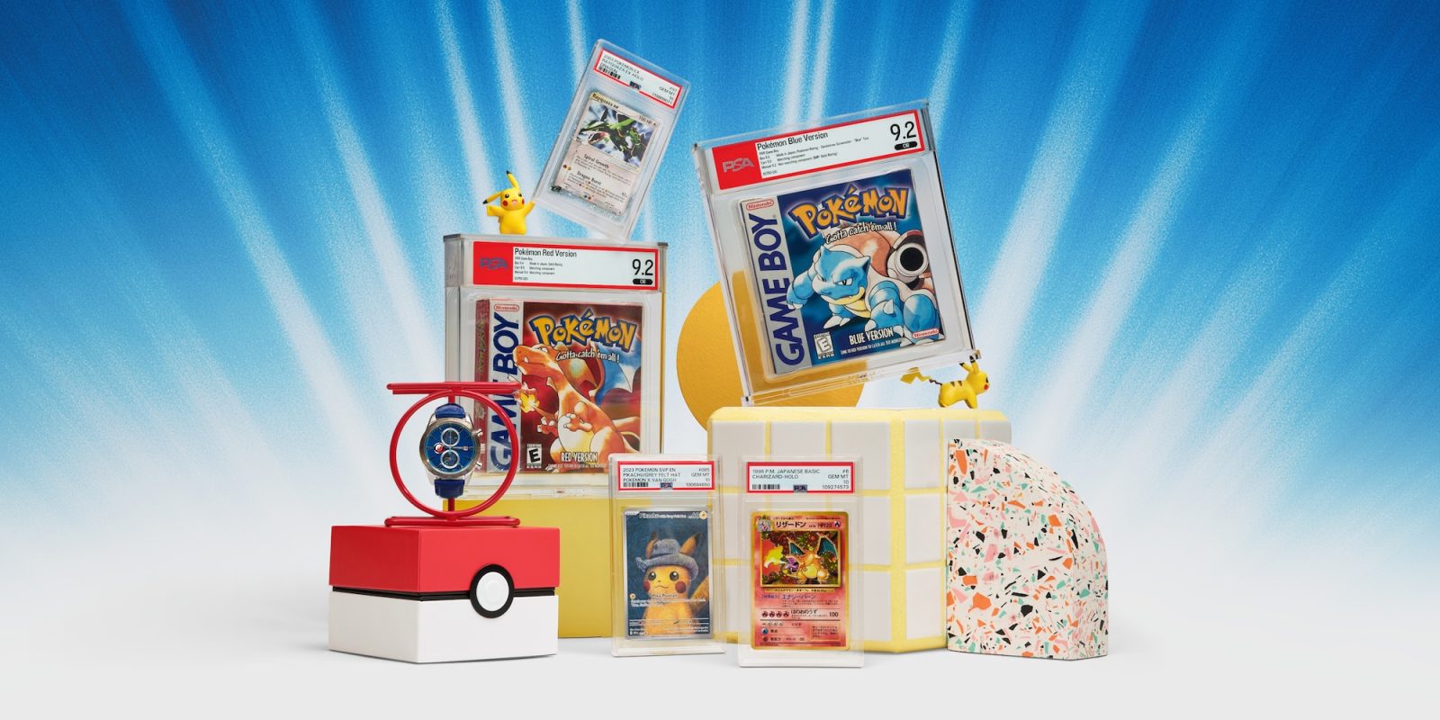 A group of toys and boxes