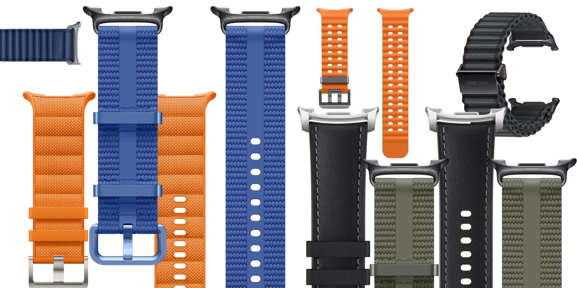 A group of different colored straps