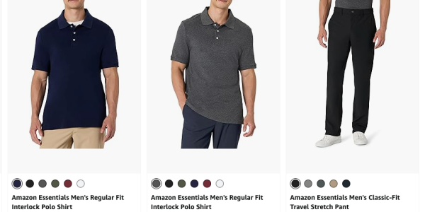 A collage of a man wearing polo shirts