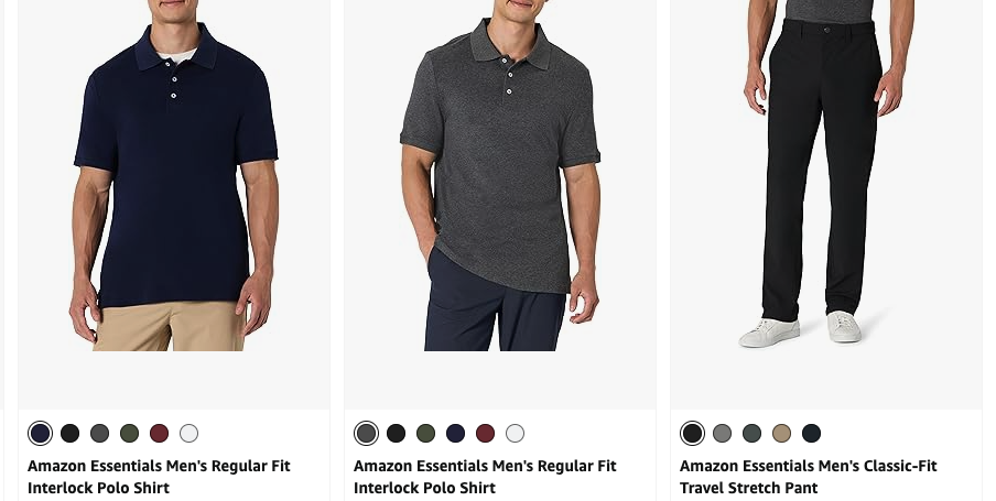 A collage of a man wearing polo shirts