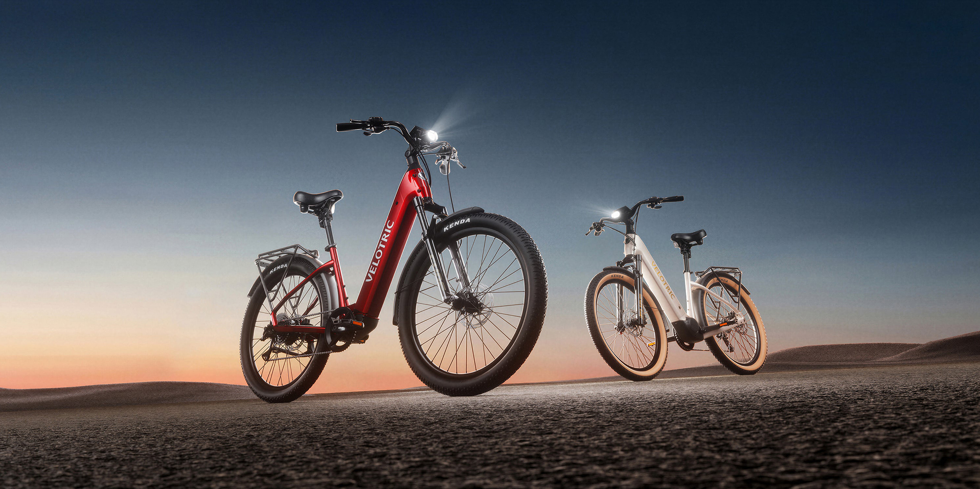 A couple of bicycles on a road