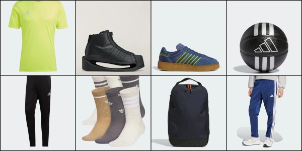 A collage of different shoes and socks