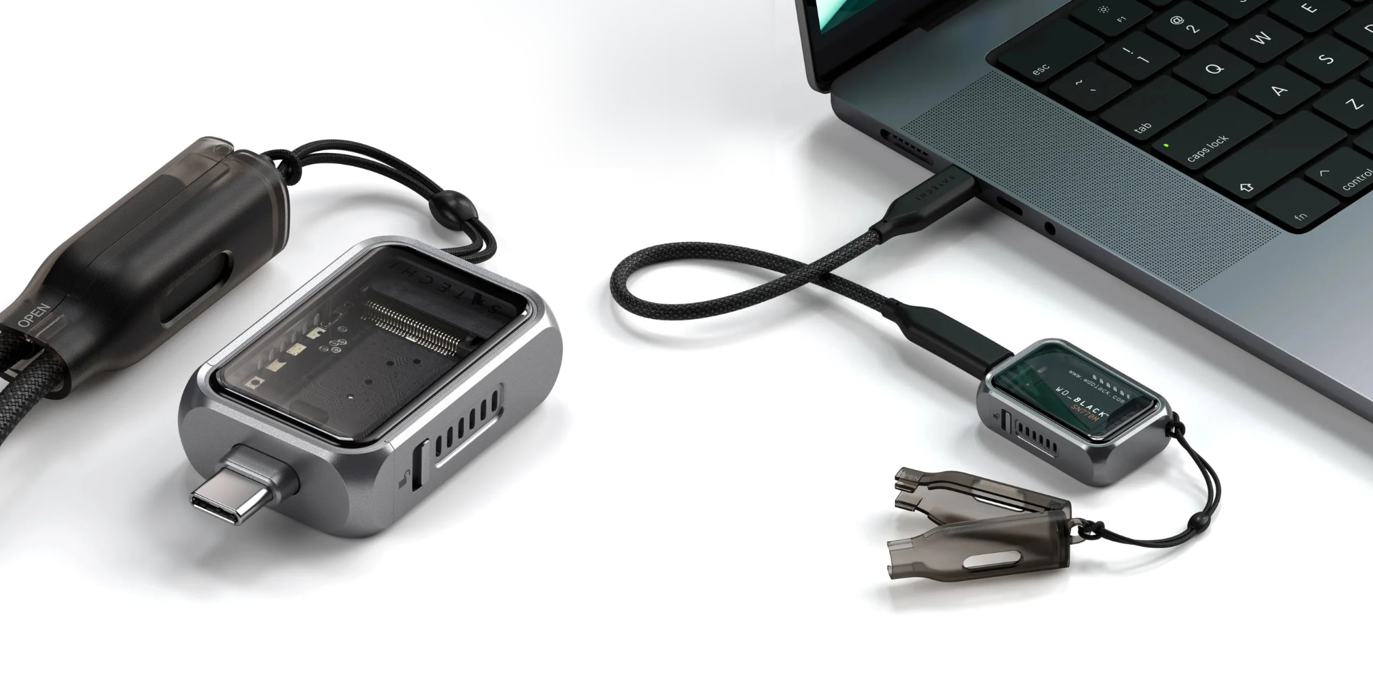 A laptop with a power bank connected to it