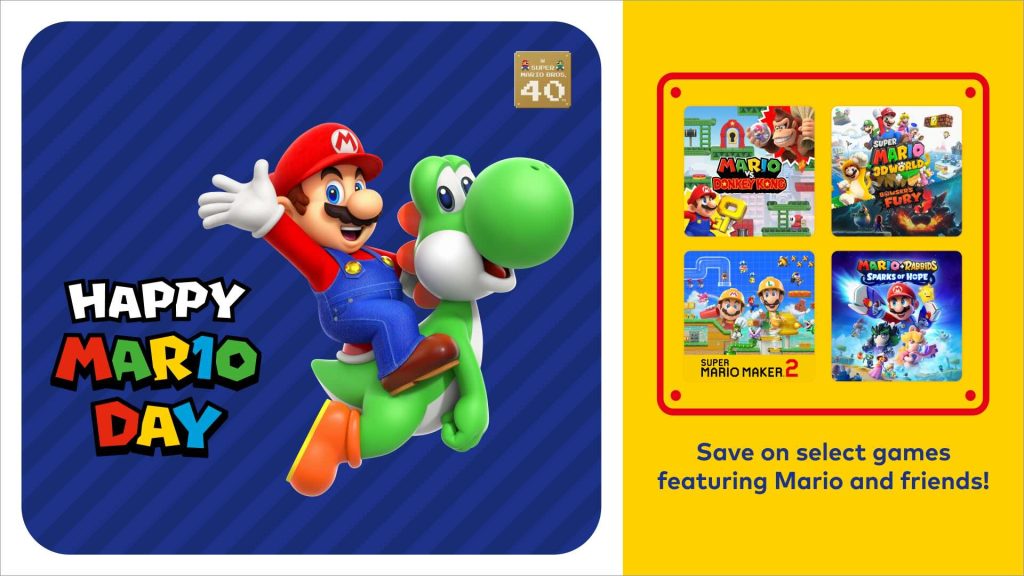 A video game poster with a cartoon character riding a green yoshi
