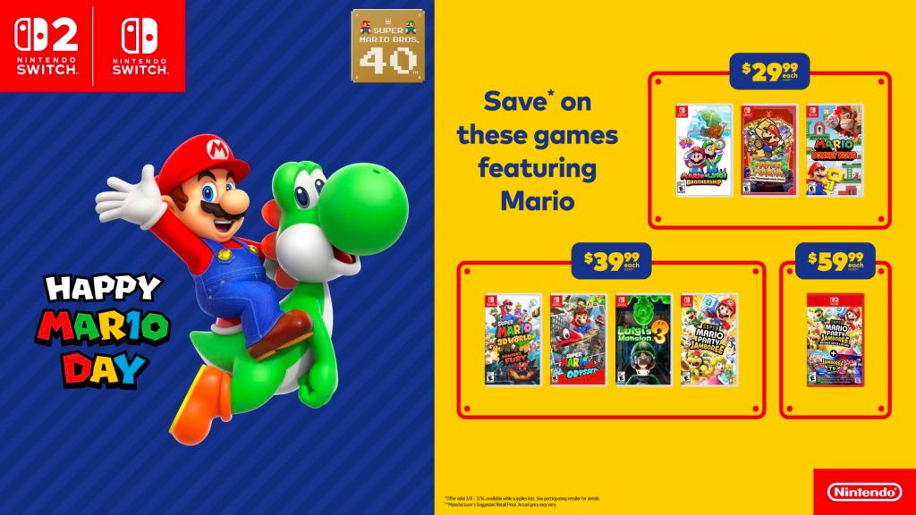 A video game advertisement with a cartoon character on a green and yellow background