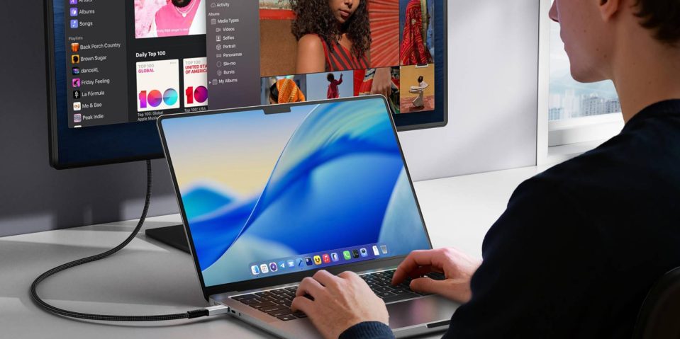 A person using a laptop