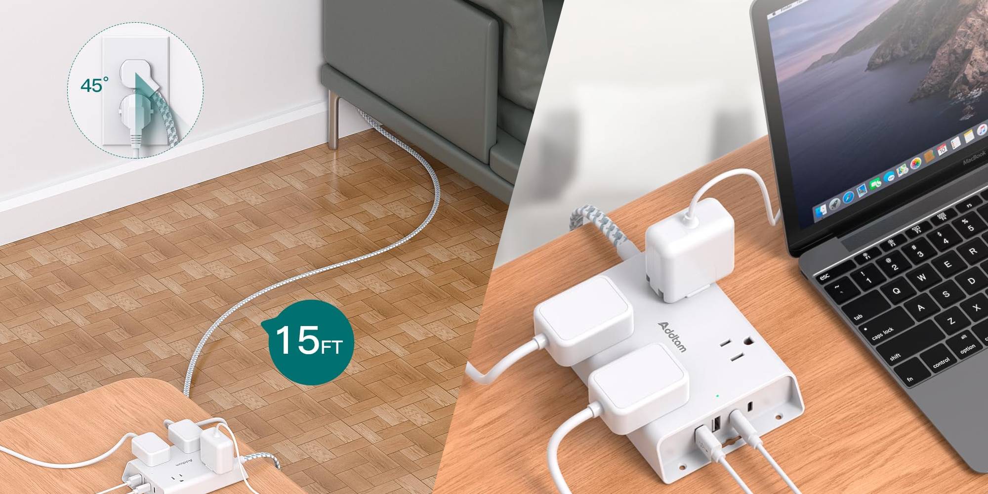 A close up of a power strip