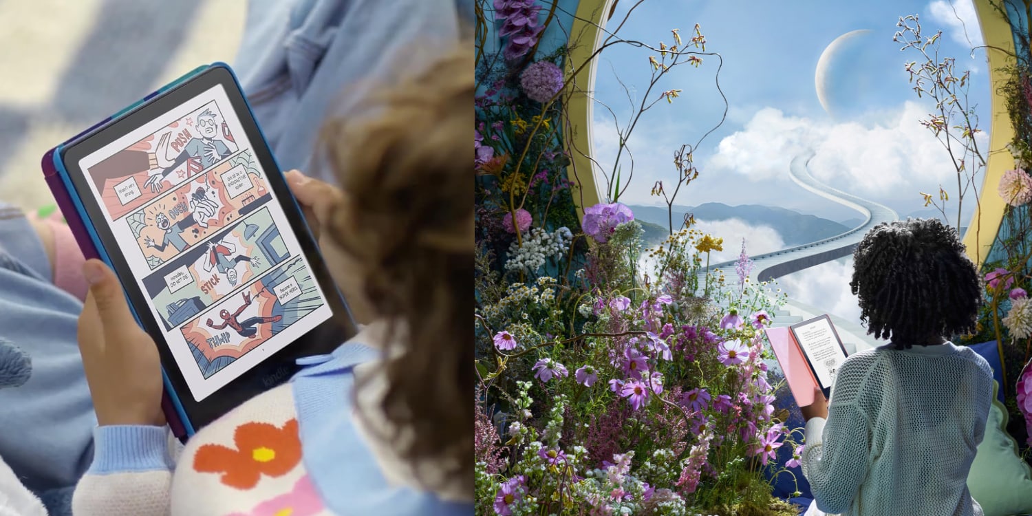 A child using a tablet and a flower arrangement