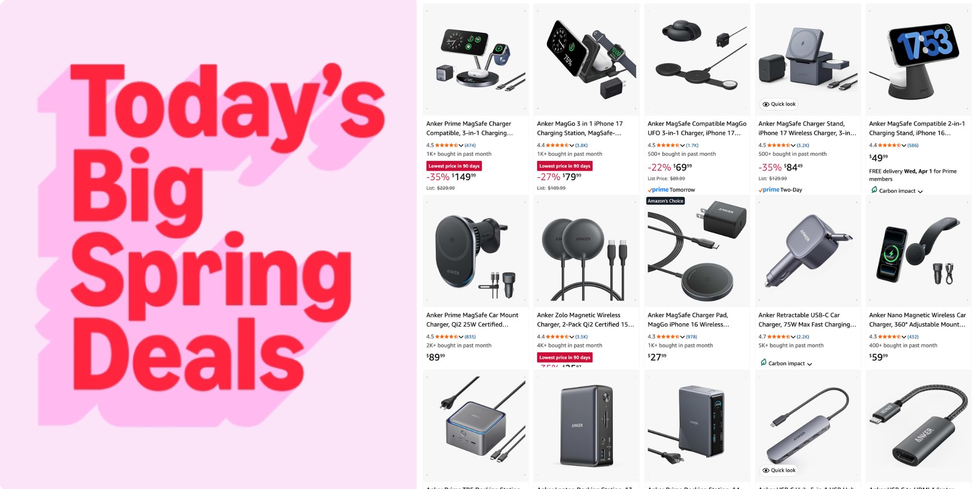 Image showing listings from Amazon's Big Spring sale event.