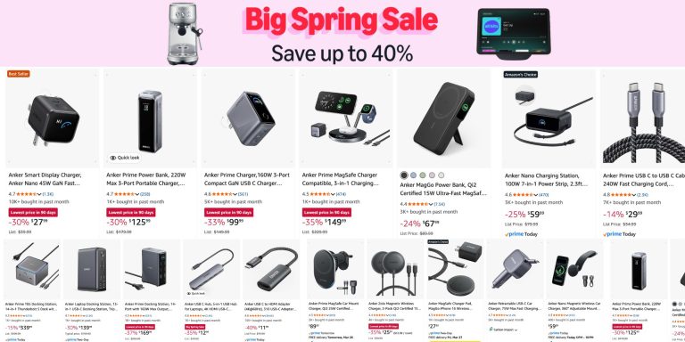 Image showing listings from Anker Big Spring sale deals.