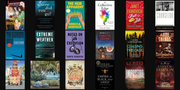 A group of books on a black background