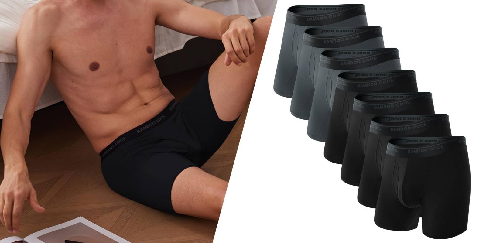 A man wearing black underwear