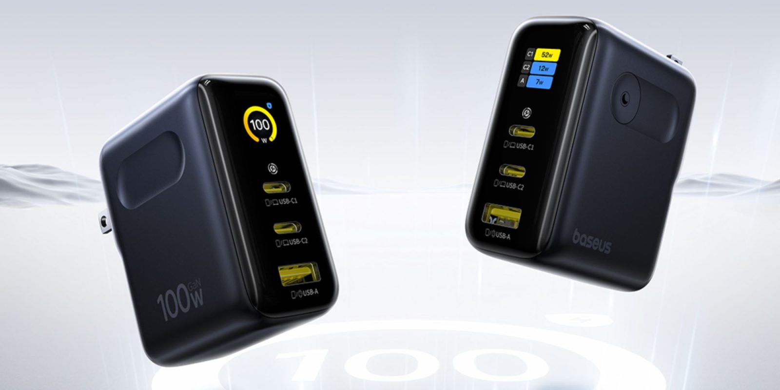 Image showing a render of Baseus' 100W 3-port charger.