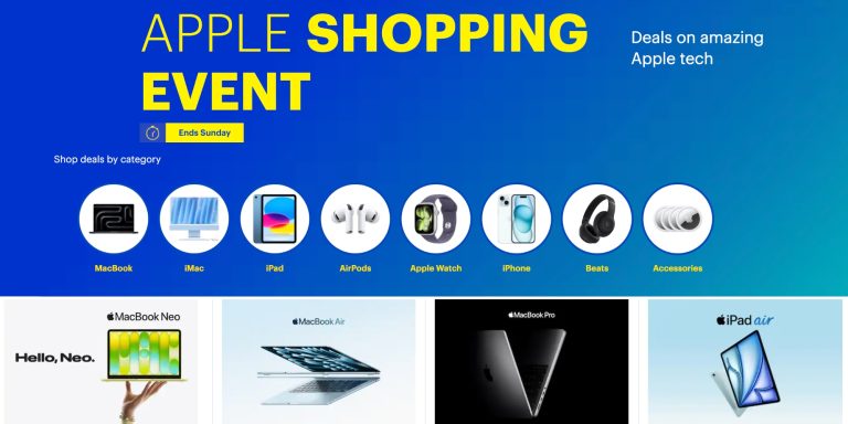 A blue and yellow advertisement with a blue background