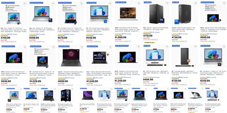 Image showing listings from Best Buy's Tech Fest sale event.