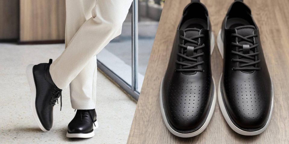 A close up of a man's shoes