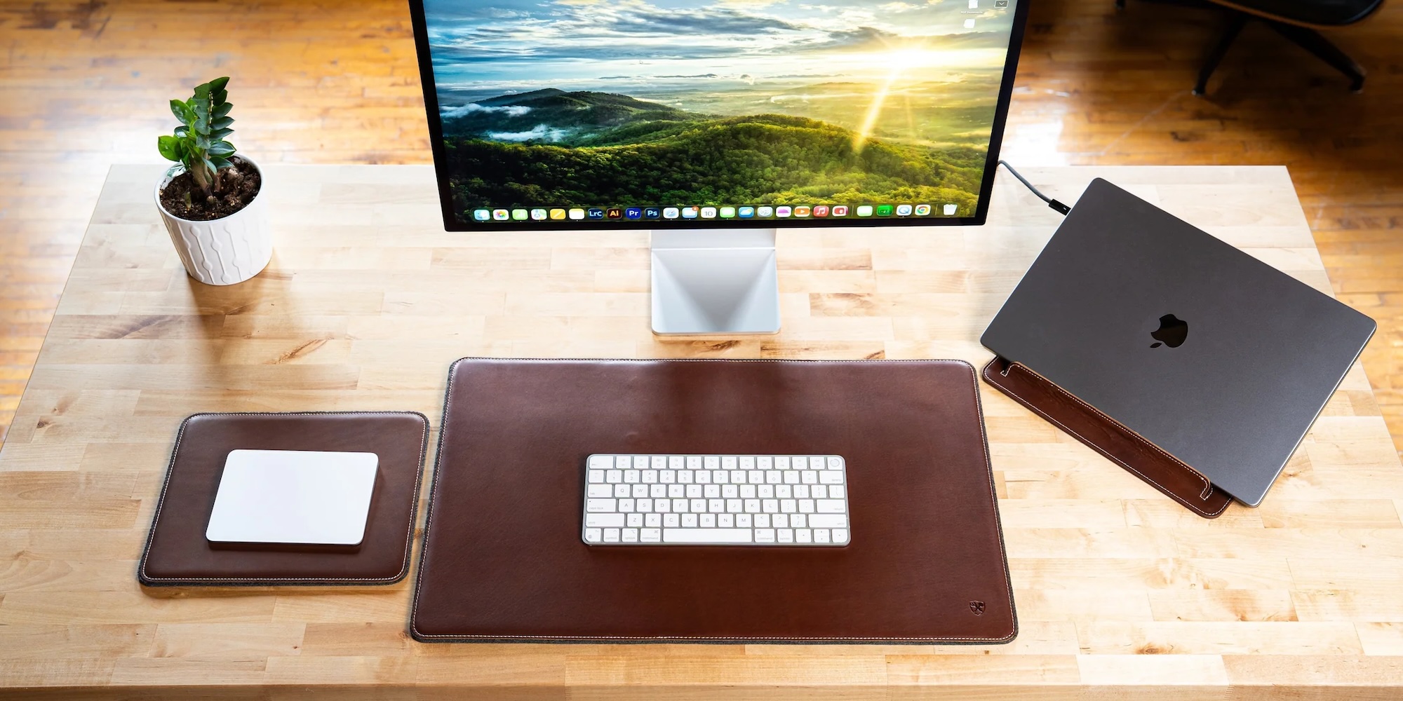 A computer on a table
