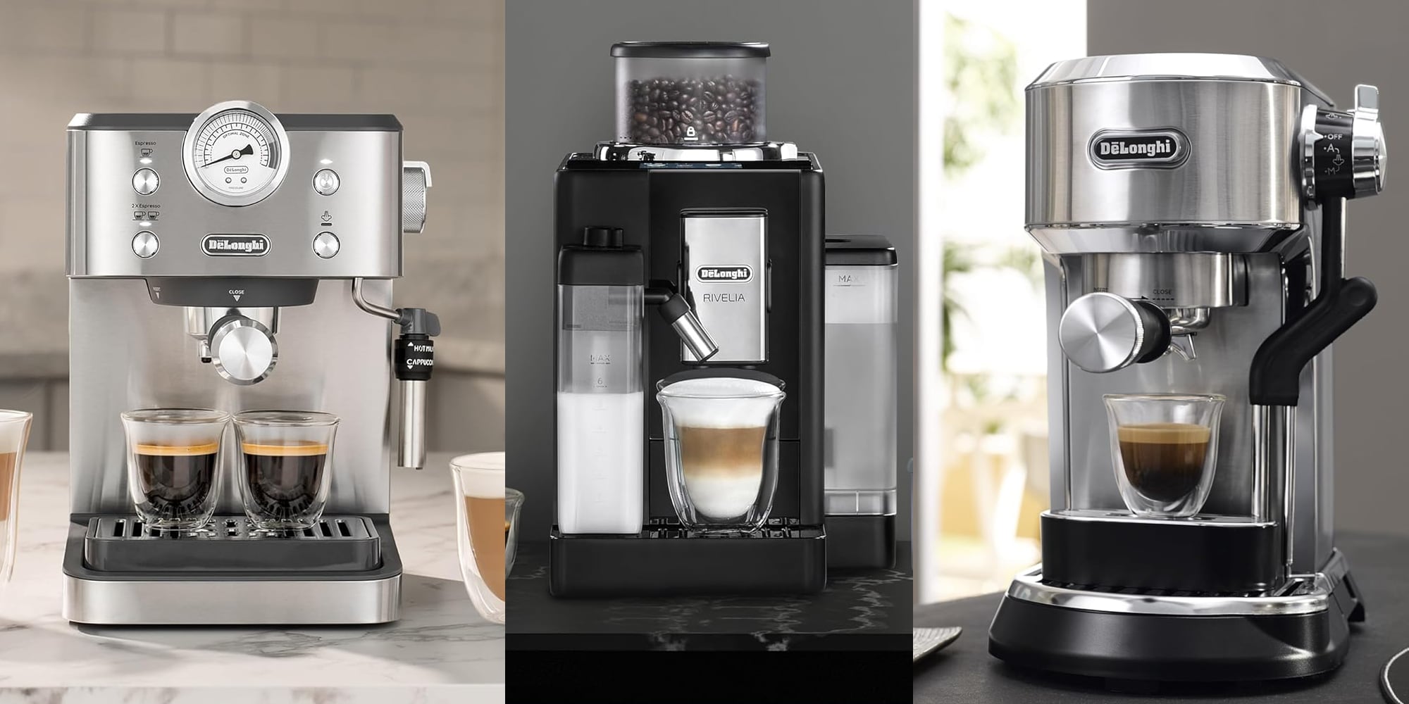 A collage of a coffee machine