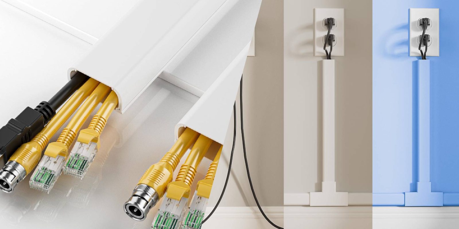 A close-up of several cables