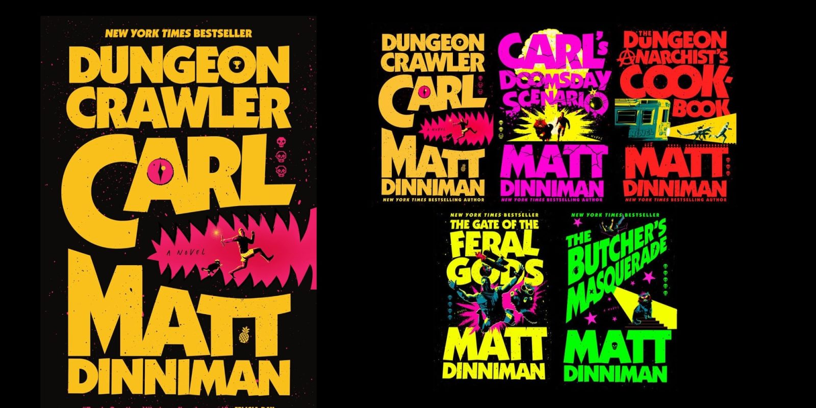 A group of books with text