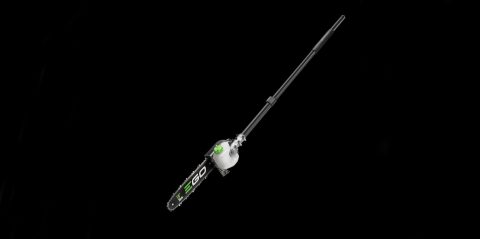 A black and white chainsaw