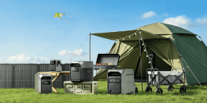 A group of electronic devices outside a tent