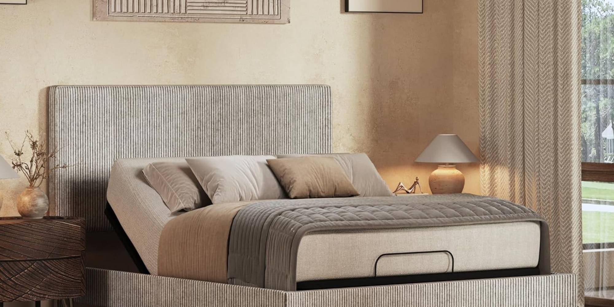 A bed with a bed frame