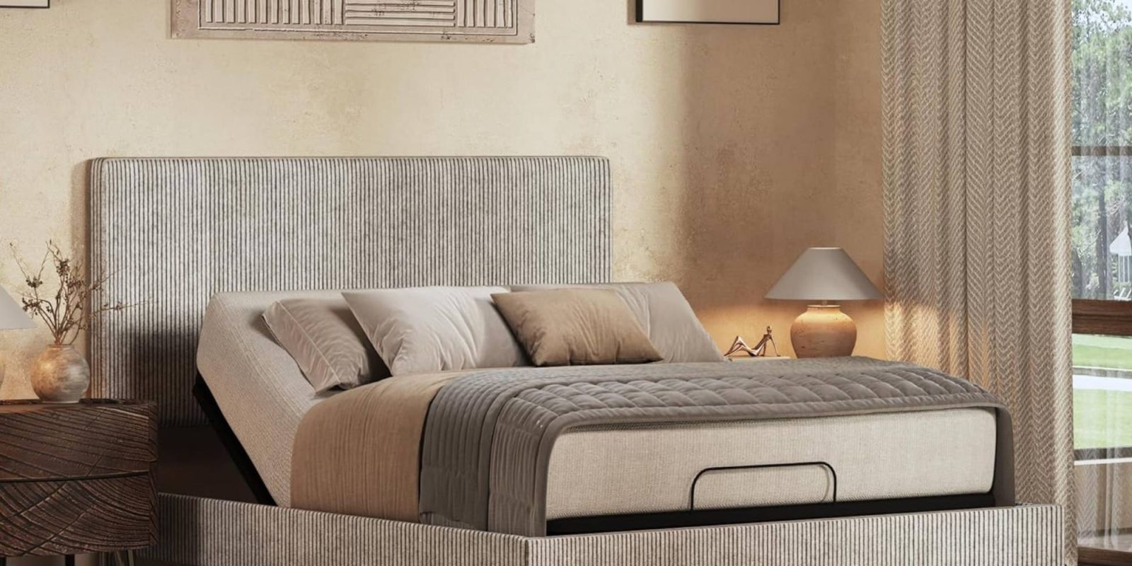 A bed with a bed frame