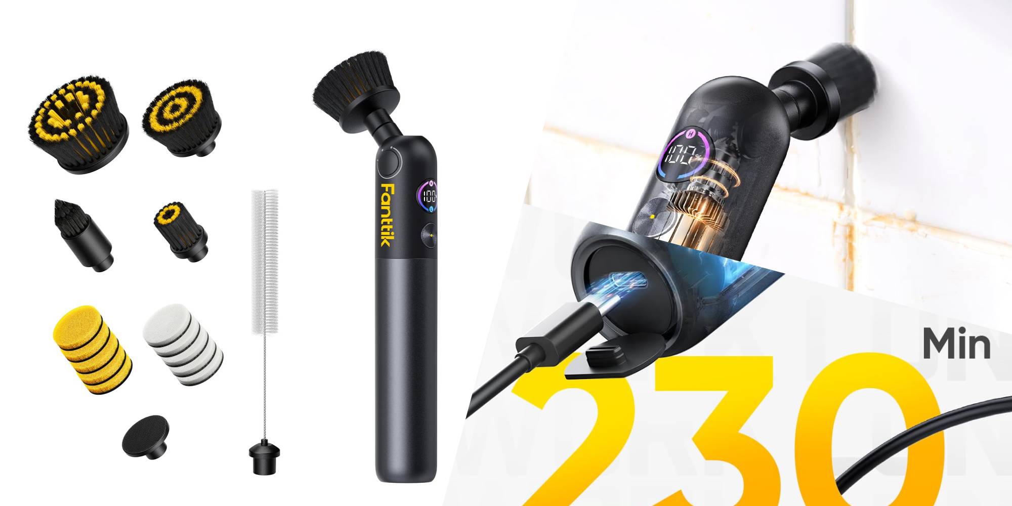 A collage of a black device