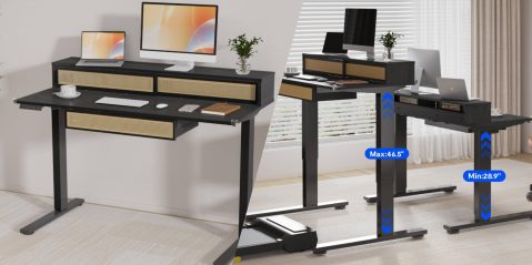 A computer on a desk