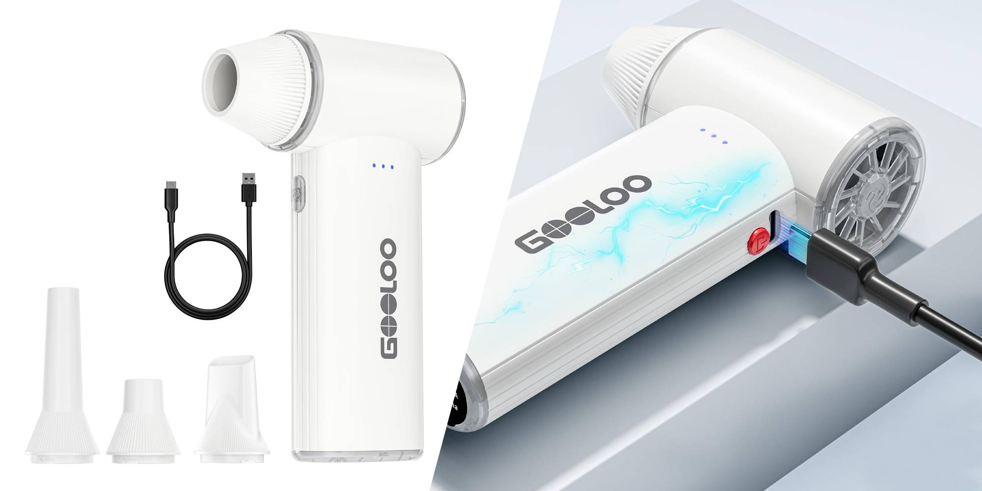 A white device with a cord