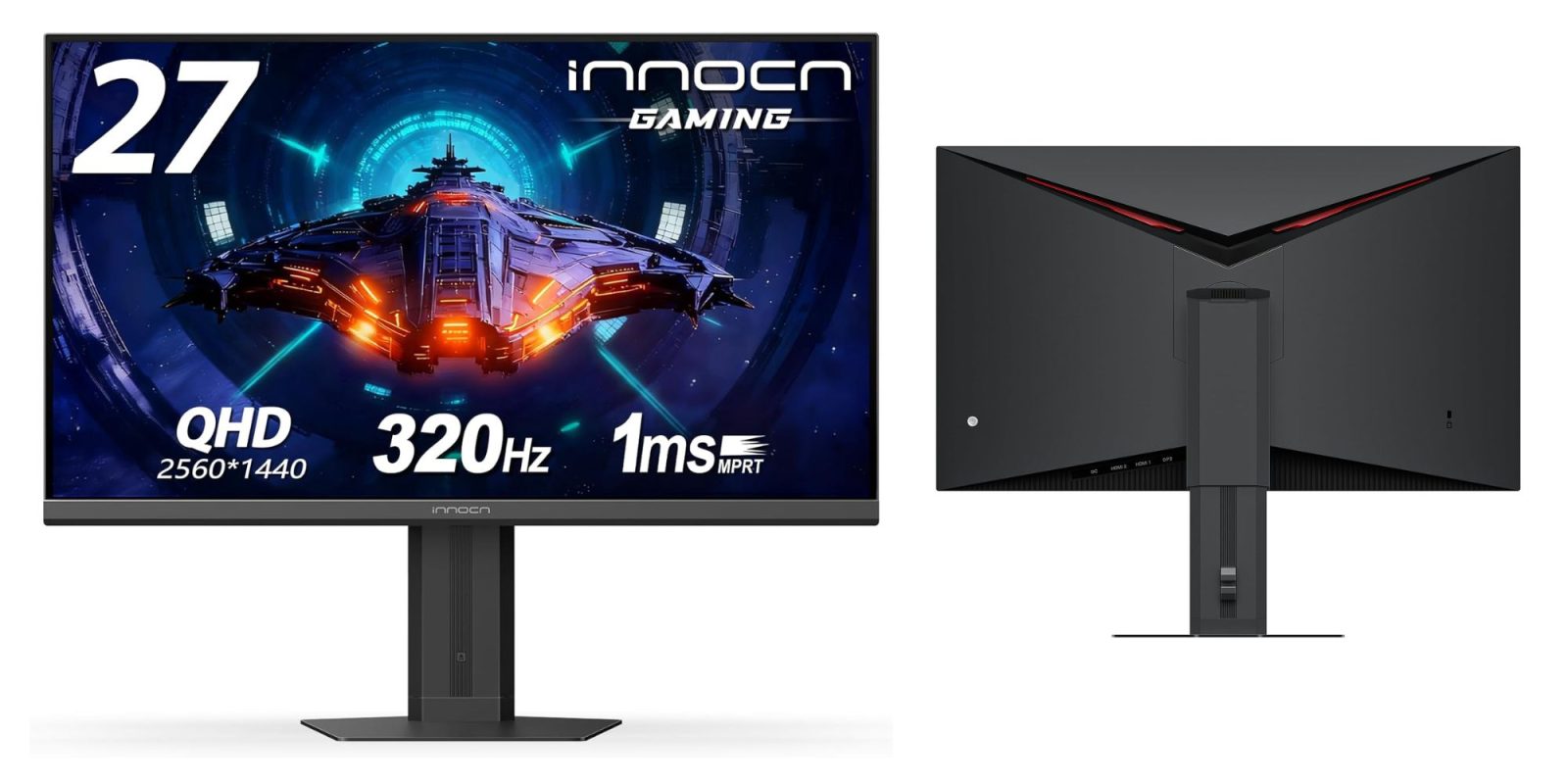 Image showing renders of INNOCN's 27-inch QHD gaming monitor.