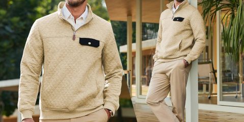 A man wearing a beige sweater