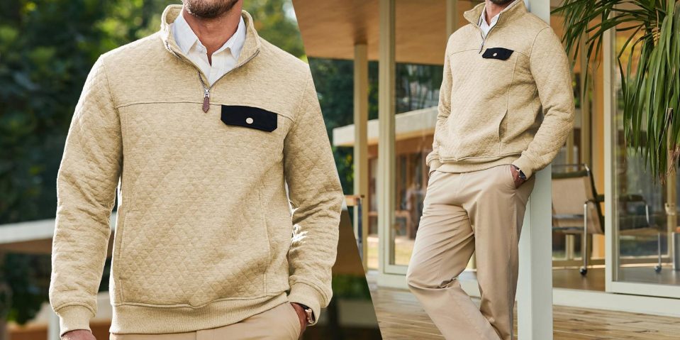 A man wearing a beige sweater