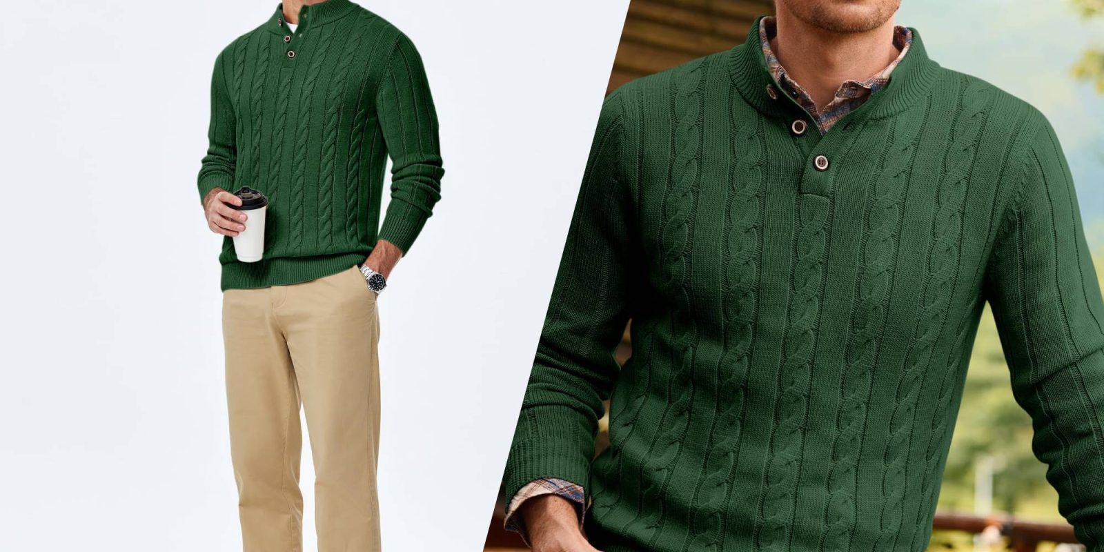 A man wearing a green sweater