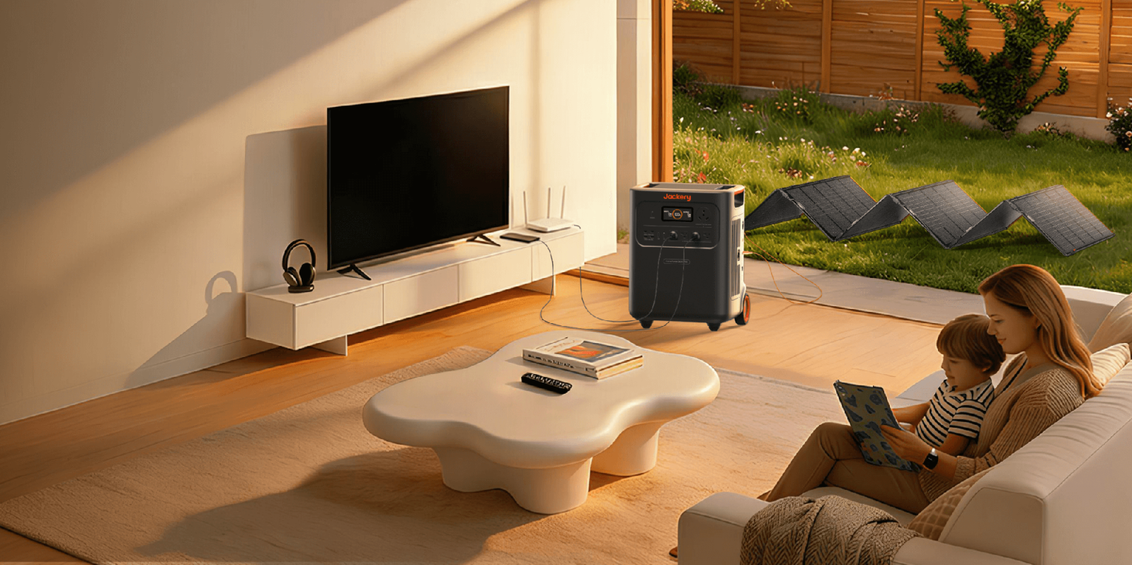 A living room with a television and a chair