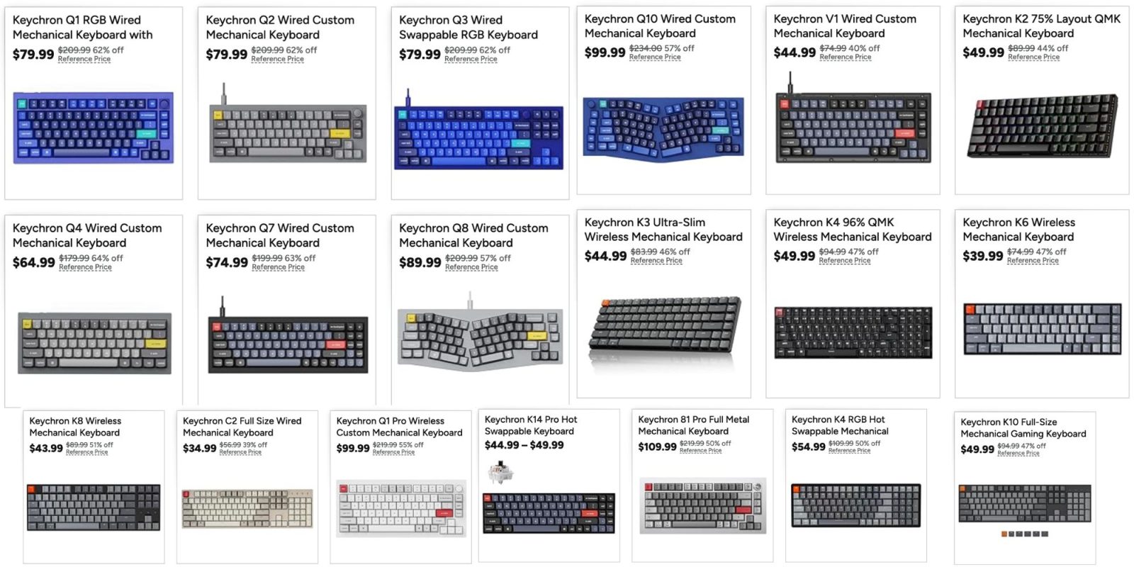 Image showing listings from Keychron's Keyboard sale.