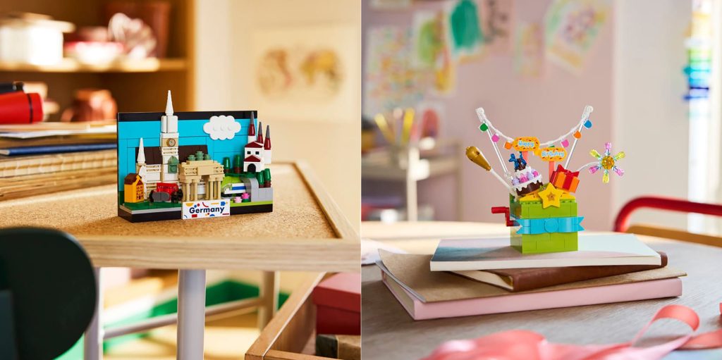 A collage of toys on a table