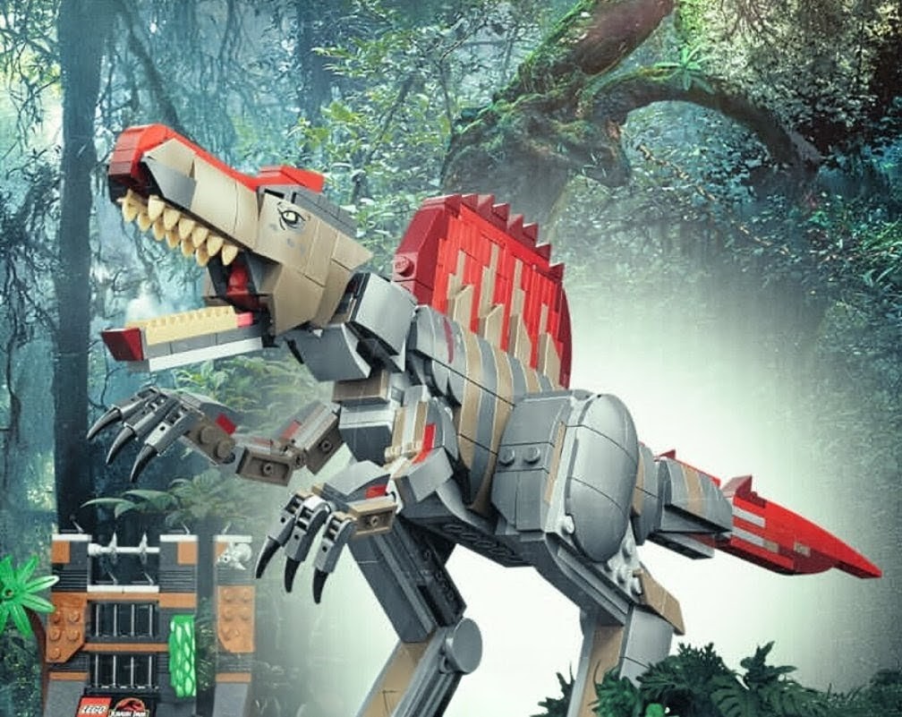 A lego dinosaur in the woods