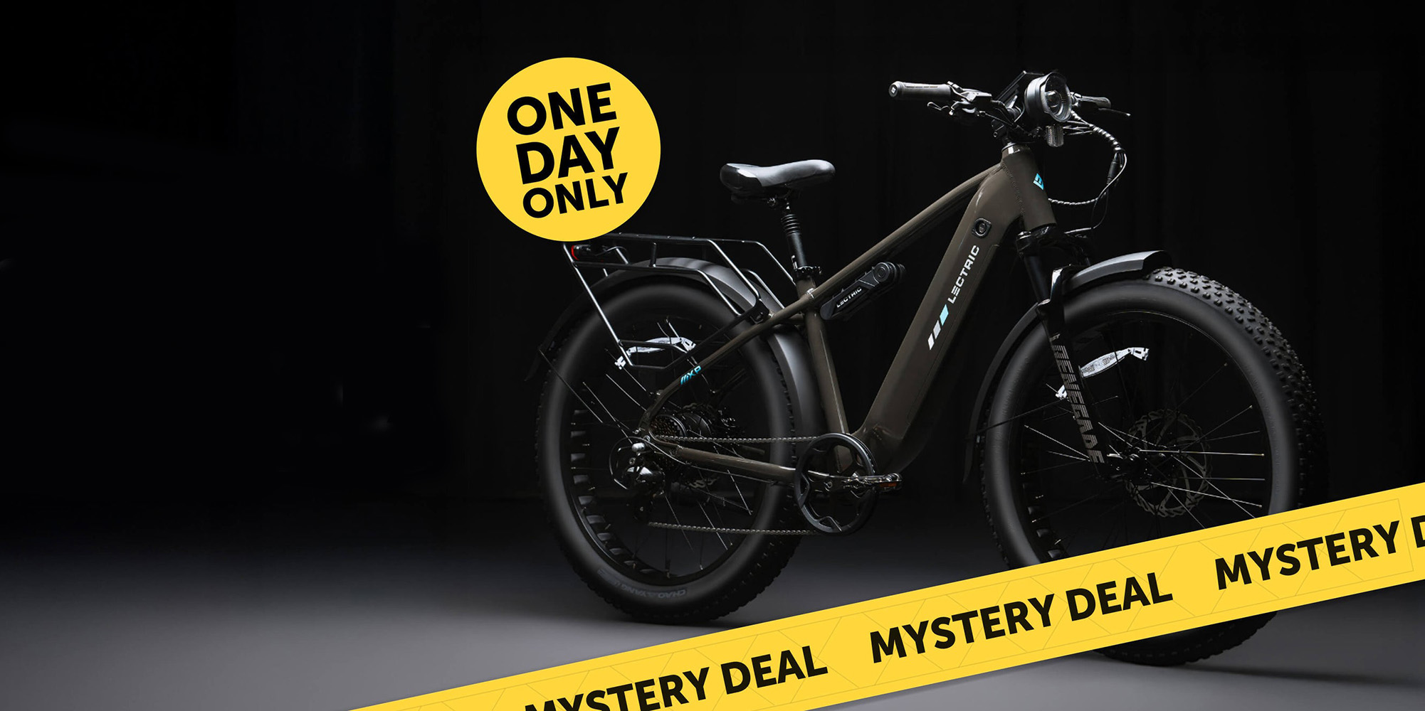 A bicycle with a yellow tape