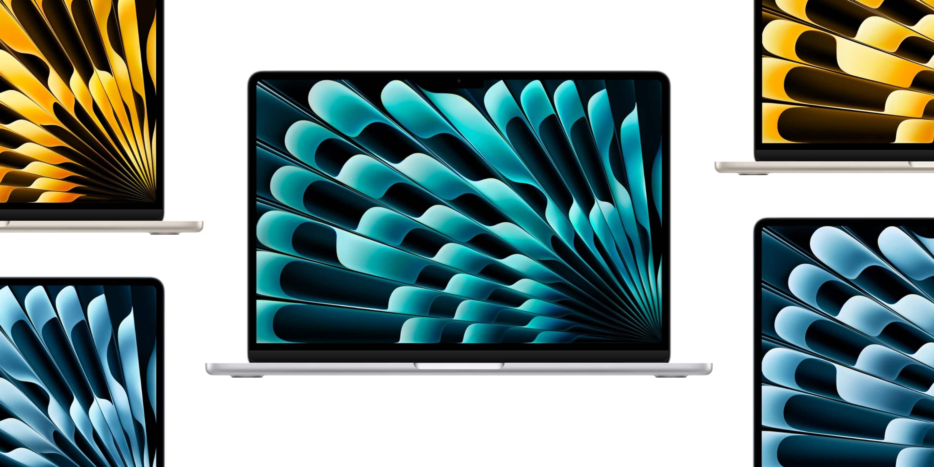 A laptop with a blue and black design