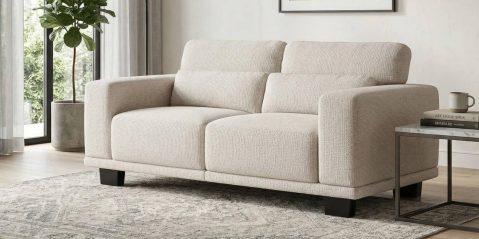 A white couch in a room