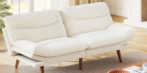 A white couch in a room