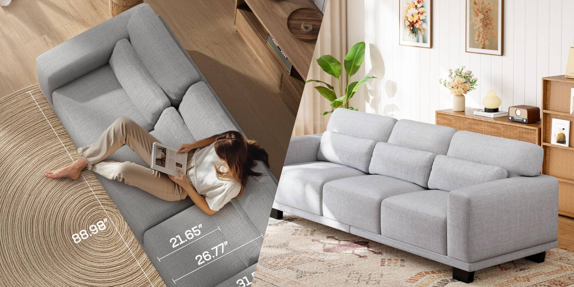 A woman lying on a couch