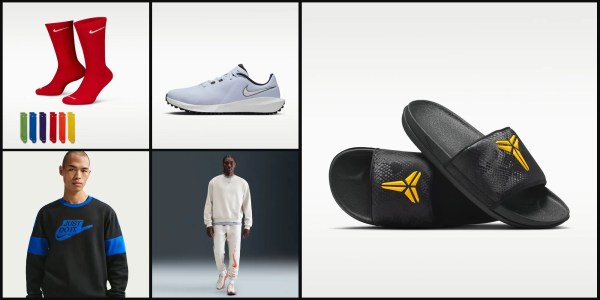 A collage of shoes and a man