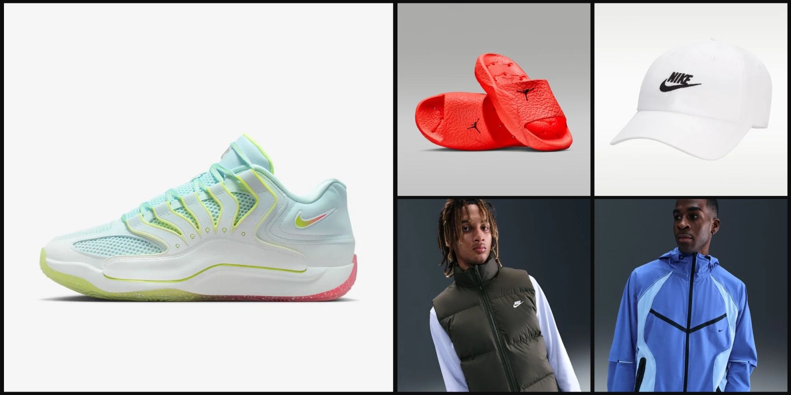 A collage of a man and a pair of shoes