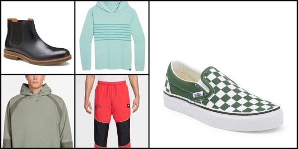 A collage of clothes and shoes