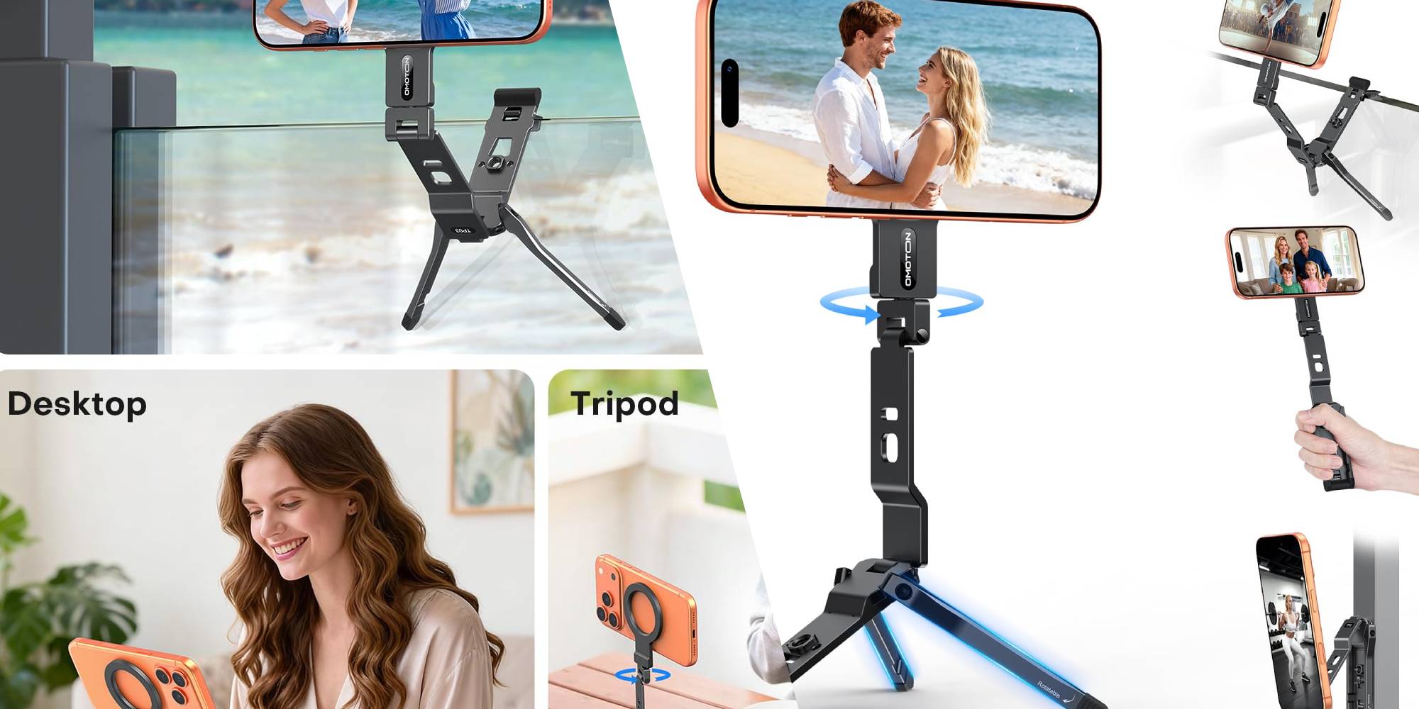 A selfie stick with a phone on it