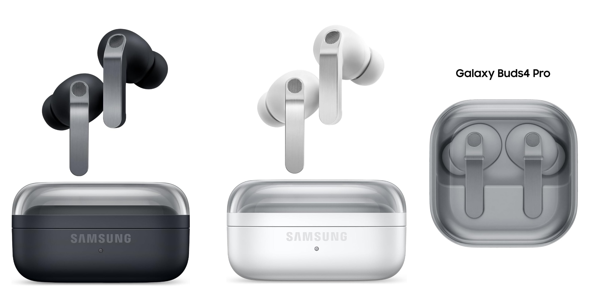 A group of black and white earbuds