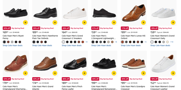 A screenshot of a shoe sale